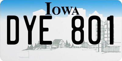 IA license plate DYE801