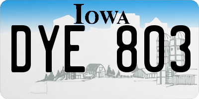 IA license plate DYE803