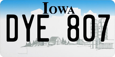 IA license plate DYE807