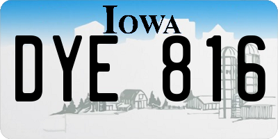 IA license plate DYE816