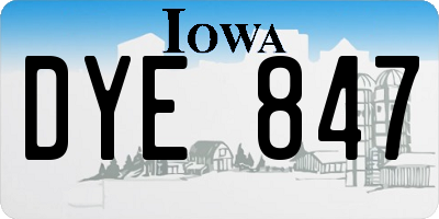 IA license plate DYE847