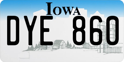 IA license plate DYE860