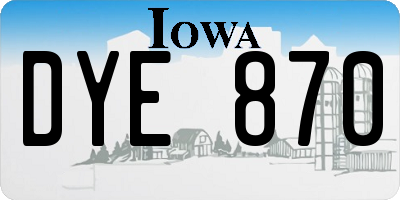 IA license plate DYE870