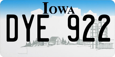 IA license plate DYE922