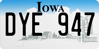 IA license plate DYE947