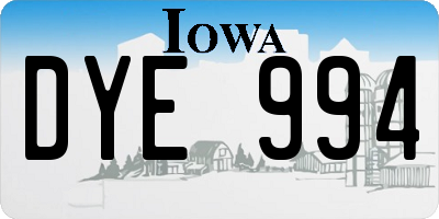 IA license plate DYE994