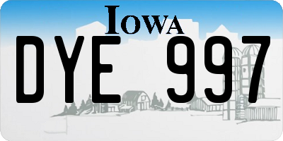 IA license plate DYE997