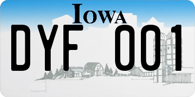 IA license plate DYF001