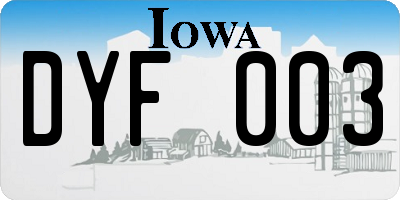 IA license plate DYF003