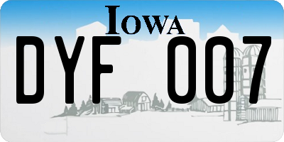 IA license plate DYF007