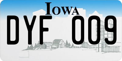 IA license plate DYF009