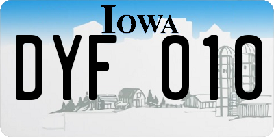 IA license plate DYF010