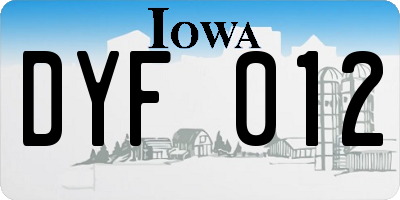 IA license plate DYF012