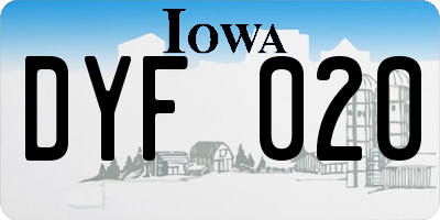 IA license plate DYF020