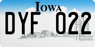 IA license plate DYF022
