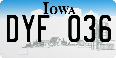 IA license plate DYF036