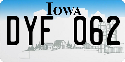 IA license plate DYF062