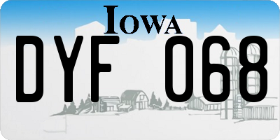 IA license plate DYF068