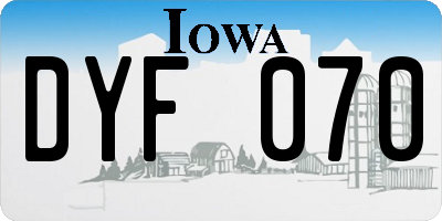 IA license plate DYF070