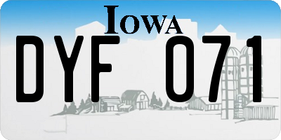 IA license plate DYF071