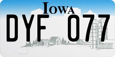 IA license plate DYF077