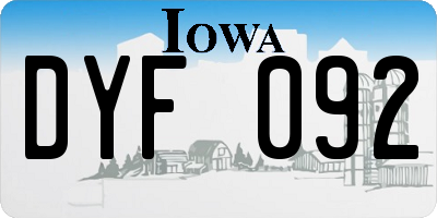 IA license plate DYF092