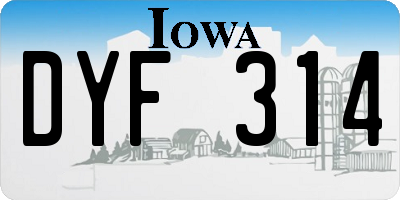 IA license plate DYF314