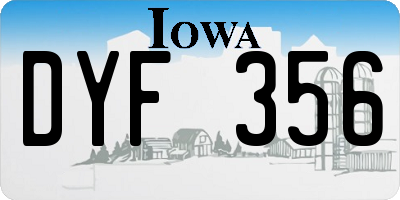 IA license plate DYF356