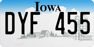 IA license plate DYF455