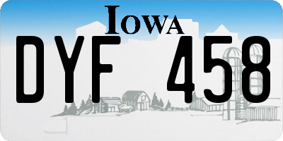 IA license plate DYF458