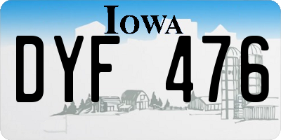 IA license plate DYF476