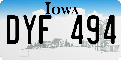 IA license plate DYF494