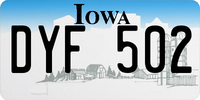IA license plate DYF502