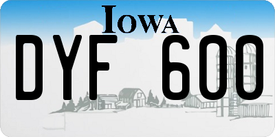 IA license plate DYF600