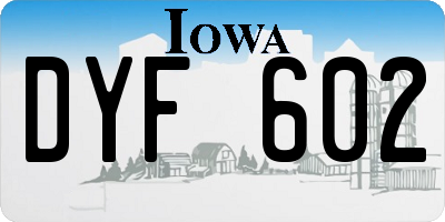 IA license plate DYF602