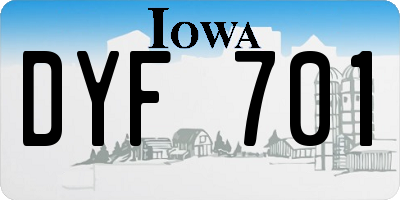 IA license plate DYF701