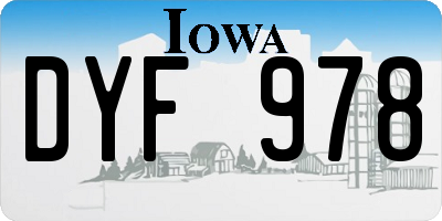 IA license plate DYF978