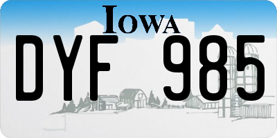 IA license plate DYF985