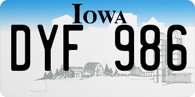 IA license plate DYF986