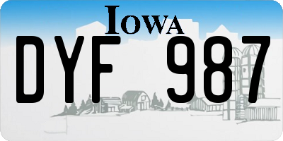 IA license plate DYF987