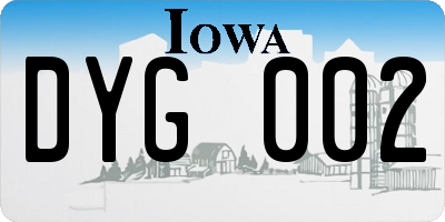 IA license plate DYG002