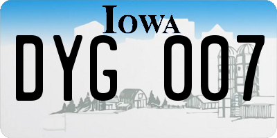 IA license plate DYG007