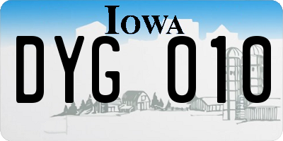 IA license plate DYG010