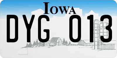 IA license plate DYG013