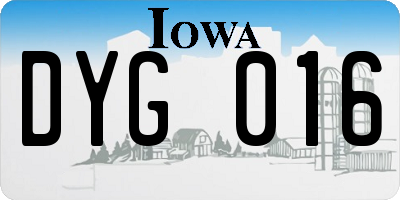 IA license plate DYG016