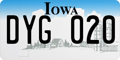 IA license plate DYG020