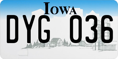 IA license plate DYG036