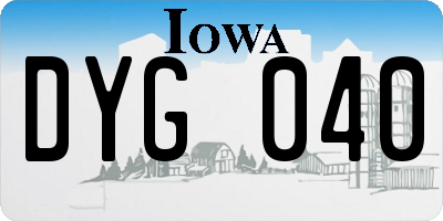IA license plate DYG040