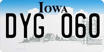 IA license plate DYG060