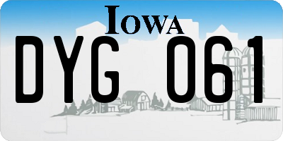 IA license plate DYG061